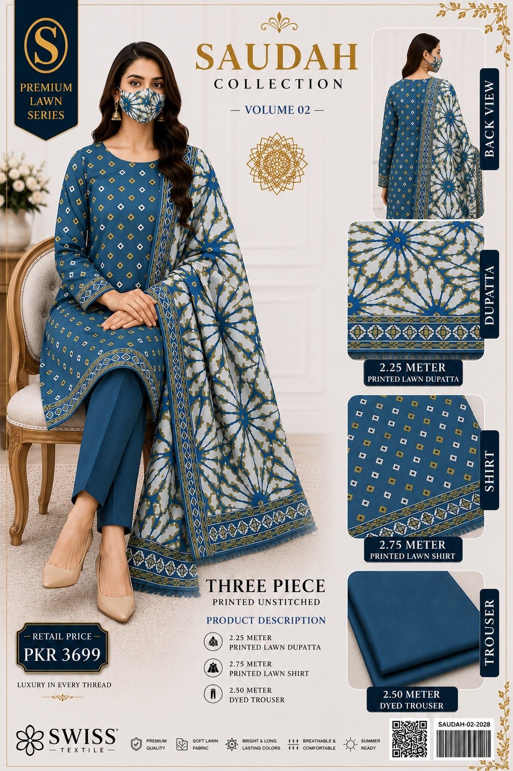 WhatsApp Image 2026-08-22 at 6.56.02 AM Saudah Premium Lawn 3 Piece Unstitched Suit P-14 - Image 1
