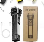 3W Rechargeable LED Torch with COB Work Light, Magnet & Emergency Hammer - Image 2