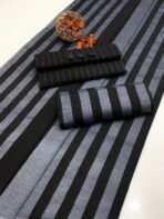 Premium Khaddar Stripe 3 Piece Unstitched Suit - Winter Collection - Image 6