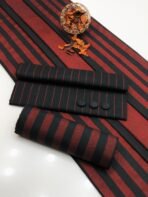 Premium Khaddar Stripe 3 Piece Unstitched Suit - Winter Collection - Image 5