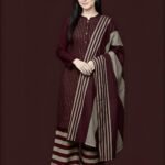 Premium Khaddar Stripe 3 Piece Unstitched Suit - Winter Collection